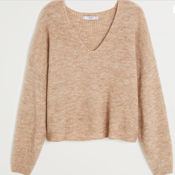 MNG Mango chunky ribbed knit v-neck sweater - Picture 1 of 11